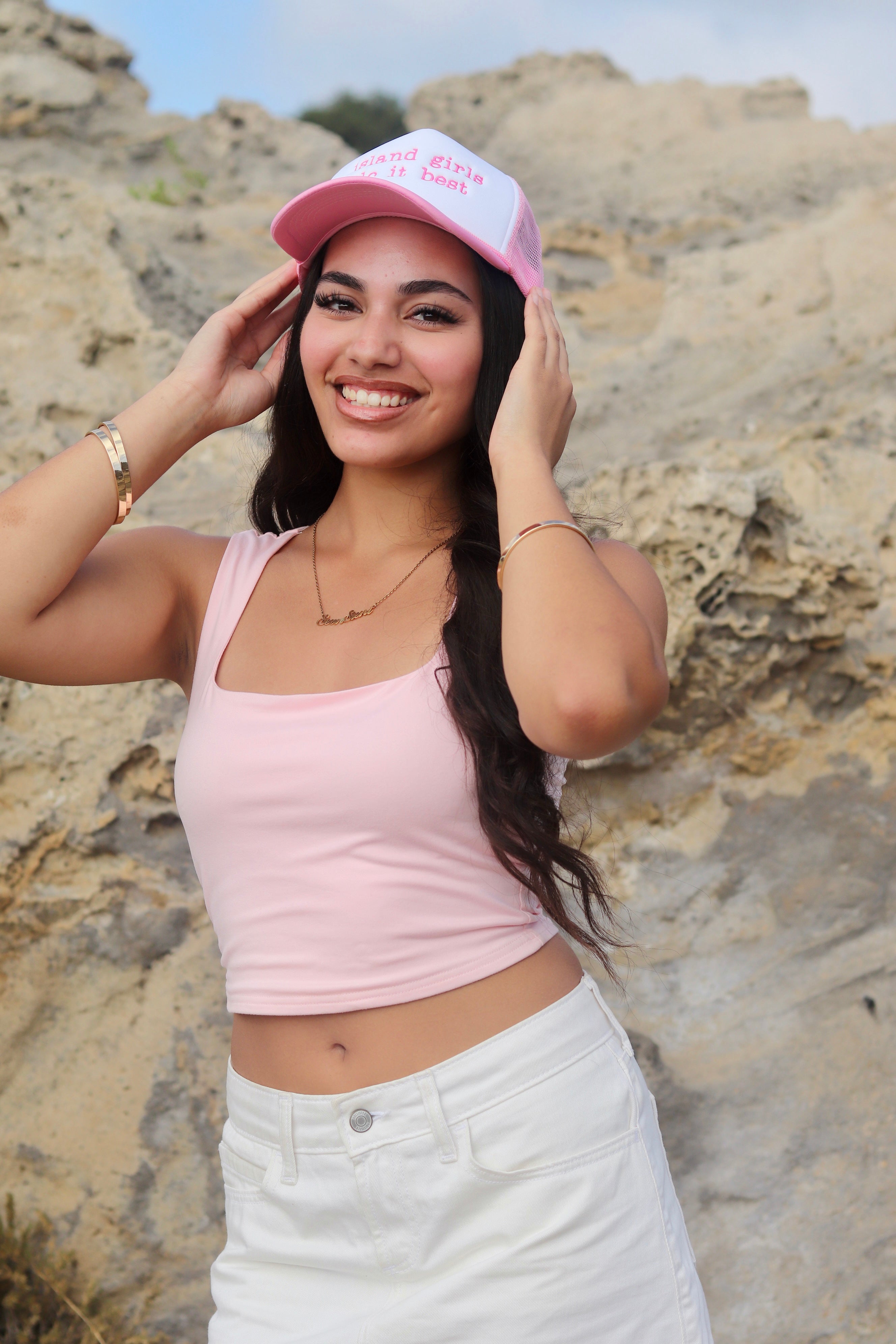 Island Girls Do It Best PINK Trucker Hat