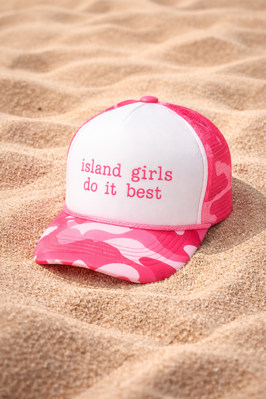 Island Girls Do It Best PINK CAMO Trucker Hat