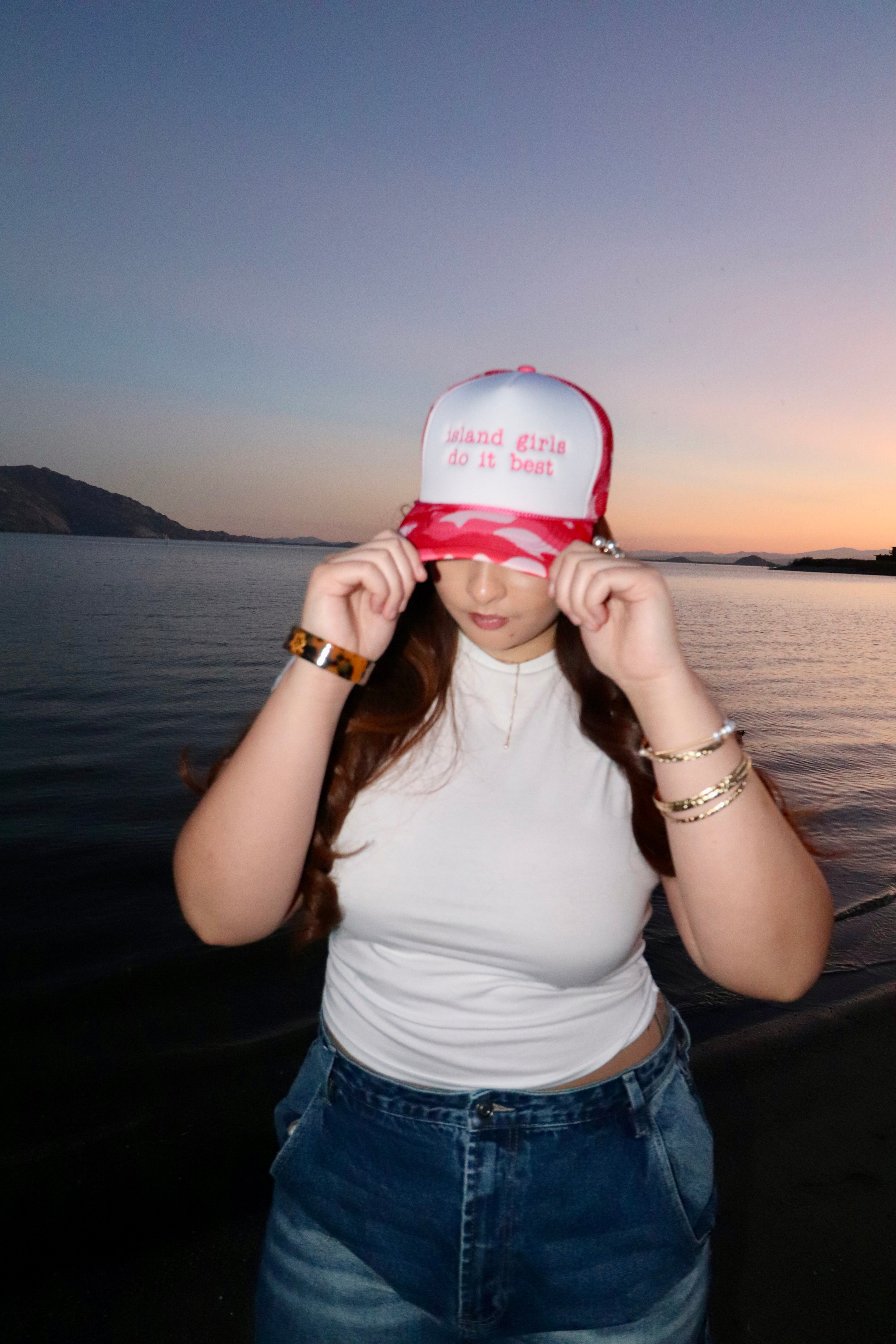 Island Girls Do It Best PINK CAMO Trucker Hat