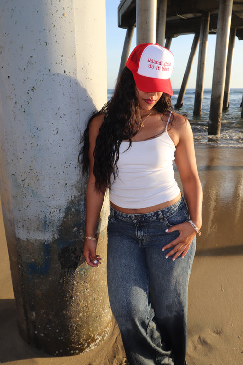 Island Girls Do It Best RED Trucker Hat