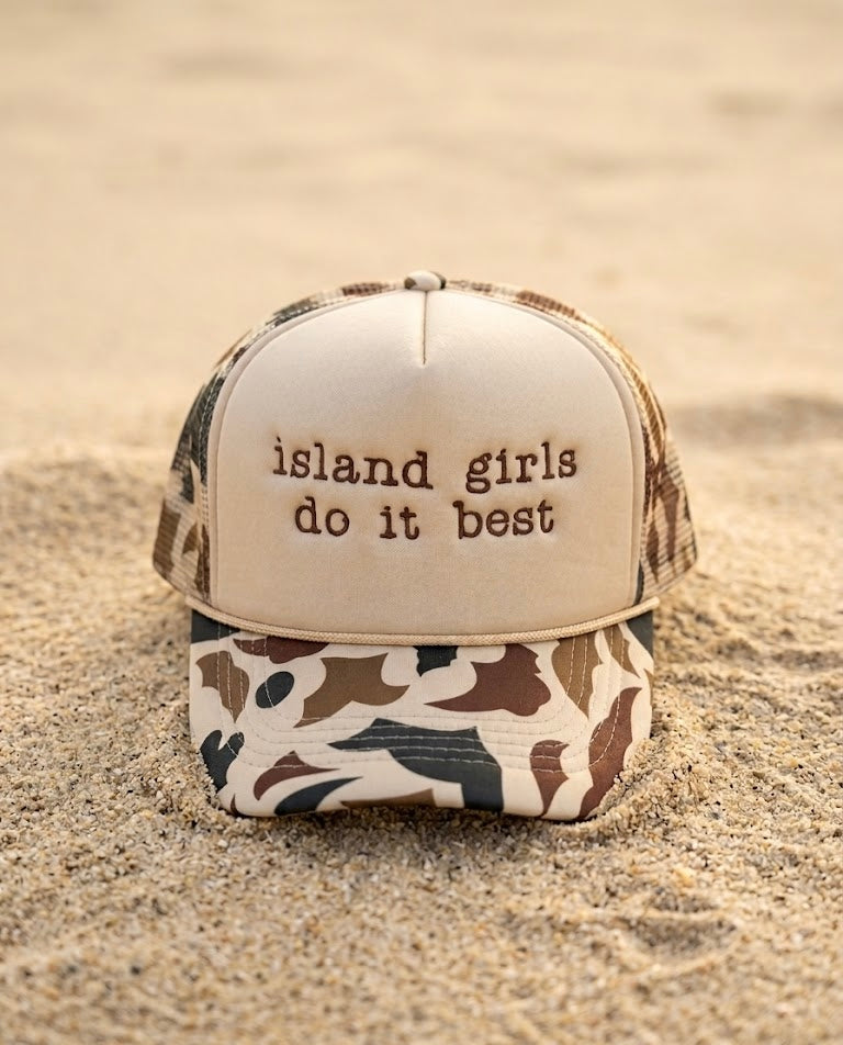 Island Girls Do It Best Sand Brown Camo Trucker Hat