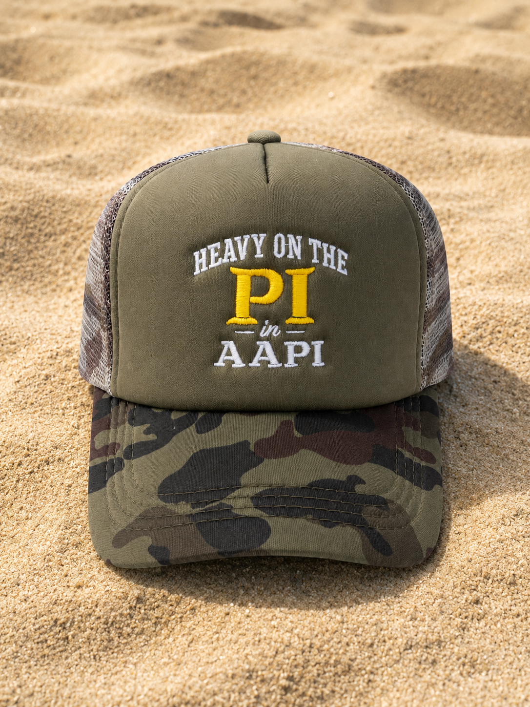 Heavy on the PI Camo Trucker Hat